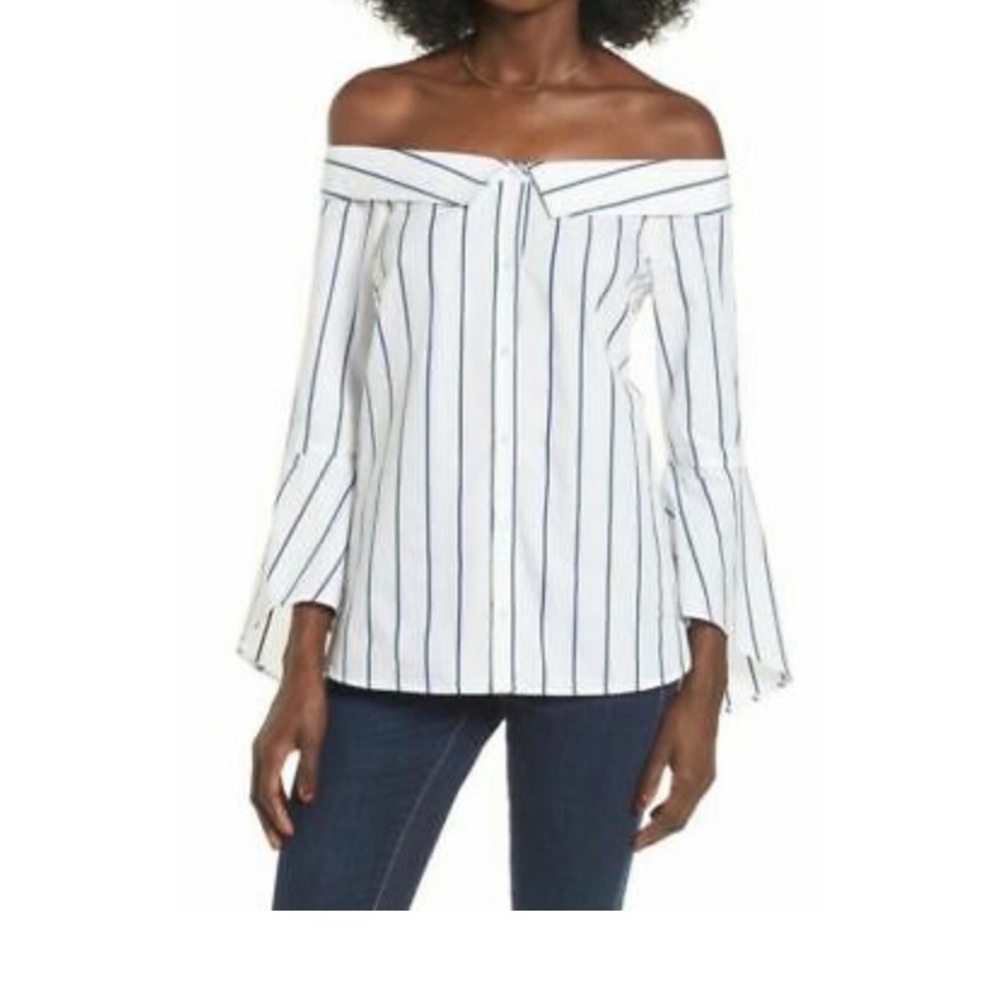 Leith Off The Shoulder Bell Sleeve Top,